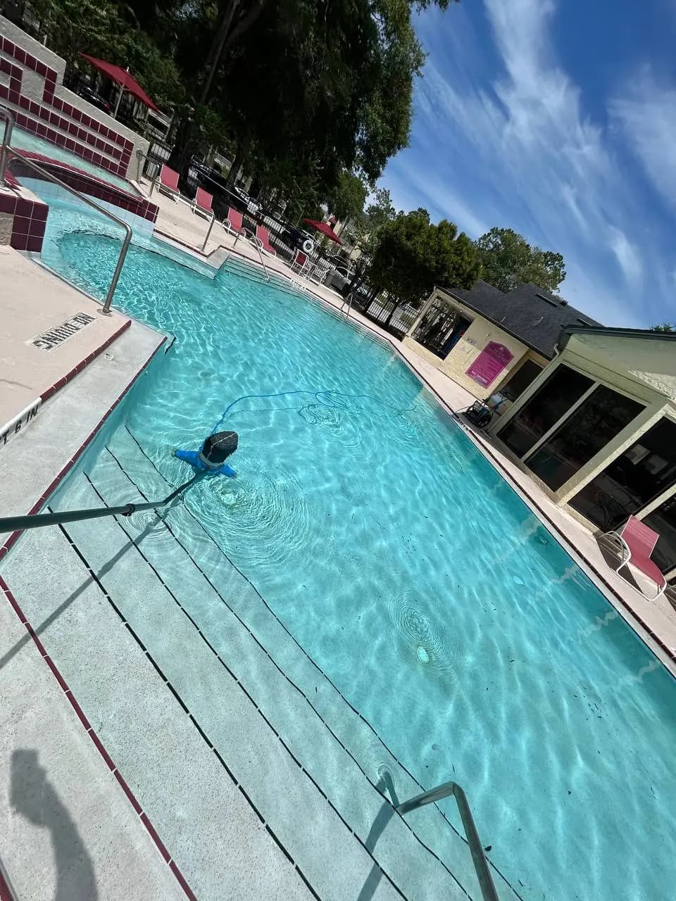 Residential pool after professional cleaning and chemical balancing